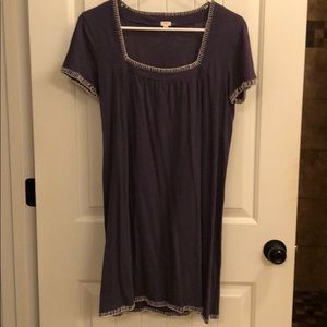 Blue Dress with White Stitching Detail